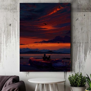 Tablou Canvas Modern Abstract - The fisherman and dog - Img 3