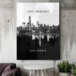 Tablou Canvas Motivational - Early mornings, late nights (greyscale) - Img 2