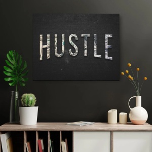 Tablou Canvas Motivational - Hustle (volumetric letters) - Img 2
