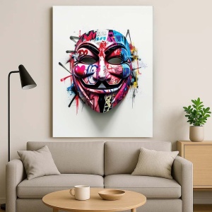 Tablou Canvas - Urban art Anonymous mask - Img 3