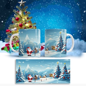 Cana De Craciun - Cartoon Santa in the Snow - Img 2