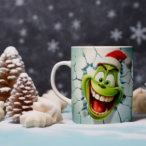 Cana De Craciun - Classic Grinch Face