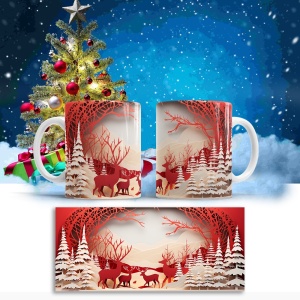 Cana De Craciun - Red Quilling Reindeers