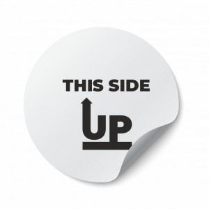 Etichete personalizate THIS SIDE UP, 100 buc, PVC, rezistente la apa - Img 2