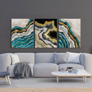 Set 3 Tablouri Canvas - Abstract colorful marble - Img 2