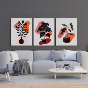 Set 3 Tablouri Canvas - Abstract minimalistic floral - Img 2