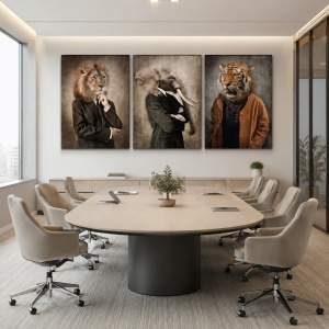 Set 3 Tablouri Canvas - Animale exotice personificate
