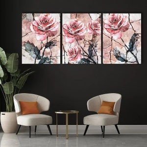 Set 3 Tablouri Canvas - Pink roses set - Img 2