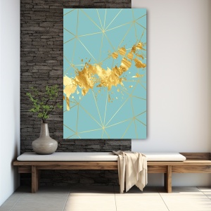 Set 3 Tablouri Elegante - Golden Splash On Light Blue (ZAZ 009, 019, 029) - Img 2