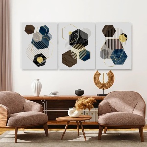 Set 3 Tablouri - Minimalist marble hexagones - Img 2