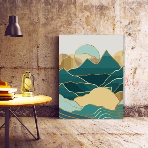 Set Tablouri Canvas - Pastel Green And Golden Mountains - Img 5