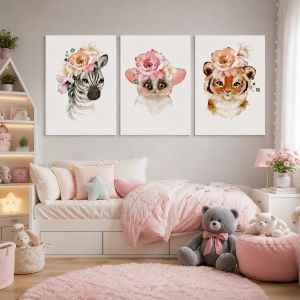 Set Tablouri Copii - Cute Flower Animals