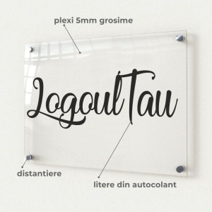 Sigla pe suport din plexiglass decupata pe contur cu autocolant 50x30cm - Img 3