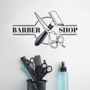 Sticker Barbershop (lama de ras si foarfece) - Img 2