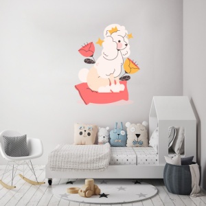 Sticker Copii - Cute poodle with flowers - Img 3