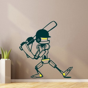 Sticker De Perete Robotel Cu Bata (In Doua Culori)