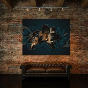 Tablou Canvas Beautiful Golden Lilies - Img 2
