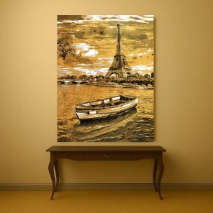 Tablou Canvas - Golden landscape with Eiffel Tower - Img 4