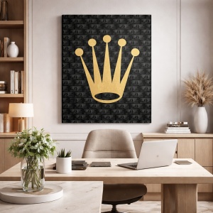 Tablou Canvas Inspirațional - Golden Crown and Money Background