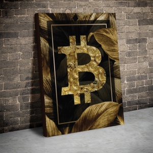 Tablou Canvas Inspirațional - Golden Leaves Bitcoin - Img 3