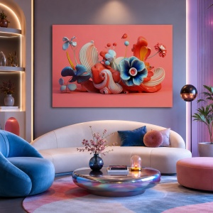 Tablou Canvas Modern Abstract - 3D Clay flowers