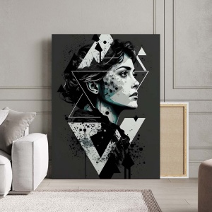 Tablou Canvas Modern Abstract - 3D Portrait in black - Img 3