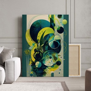 Tablou Canvas Modern Abstract - Abstract lime and green spheres - Img 3
