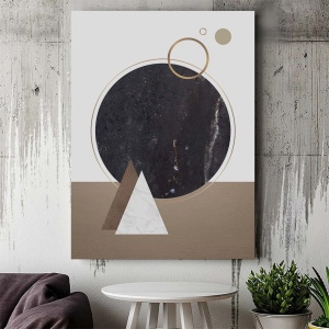 Tablou Canvas Modern Abstract - Cerc din imitatie de marmura neagra - Img 2