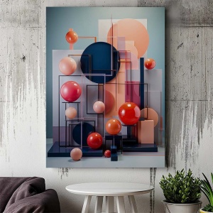 Tablou Canvas Modern Abstract - Colorful spheres in shelves - Img 2