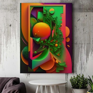 Tablou Canvas Modern Abstract - Orange and green 3D abstract art
