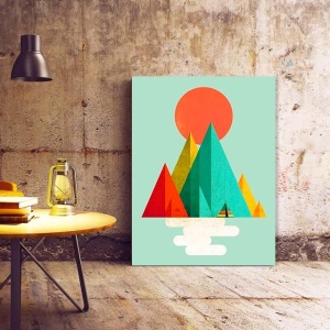Tablou Canvas Modern Abstract - Orange sun and indian tent - Img 2