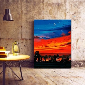 Tablou Canvas Modern Abstract - Small city at dawn - Img 2