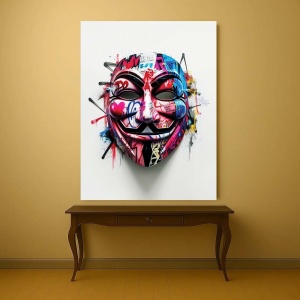 Tablou Canvas - Urban art Anonymous mask - Img 4