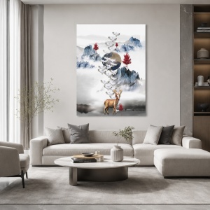 Tablou Canvas White Doves And Deer