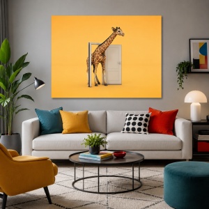 Tablou Girafa printr-o usa deschisa