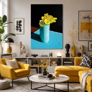 Tablou Office - Yellow Flowers, Blue Vase