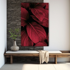 Tablou Vegetatie - Frunze tropicale rosii (083)