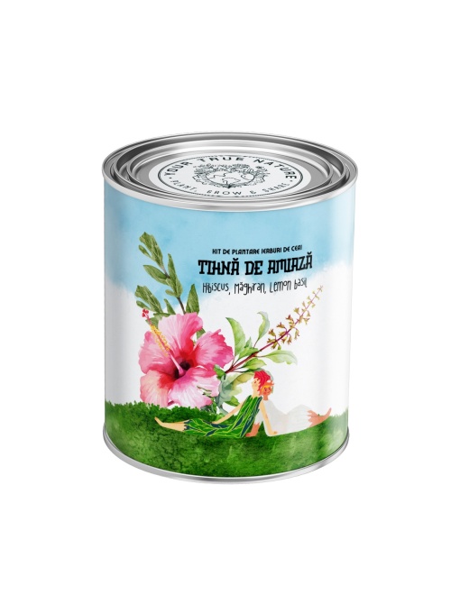 Kit de plantare Ierburi de ceai „Tihnă de amiază” – Hibiscus, Măghiran, Lemon Basil