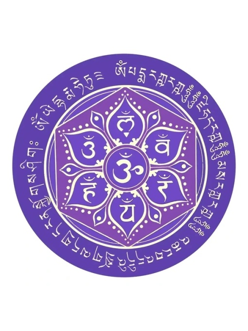 Sticker Feng Shui – Forța Vieții și Mandala, mov, 5 cm