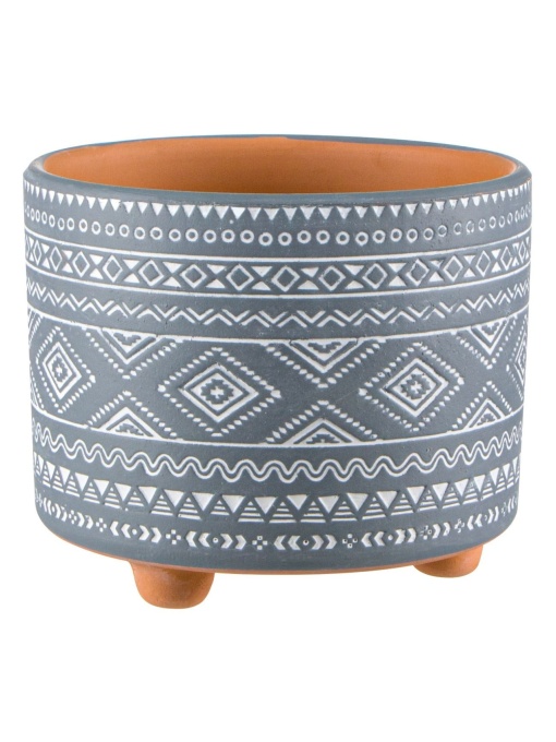 Mască Ceramică pentru Ghiveci - Design Alb-Albastru, Model Ceramic Vibes