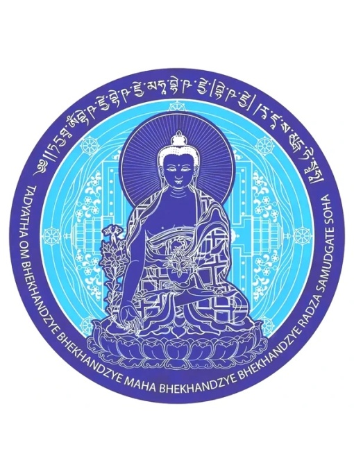 Sticker Feng Shui – Buddha Medicinei cu Floare de Lotus, 5 cm