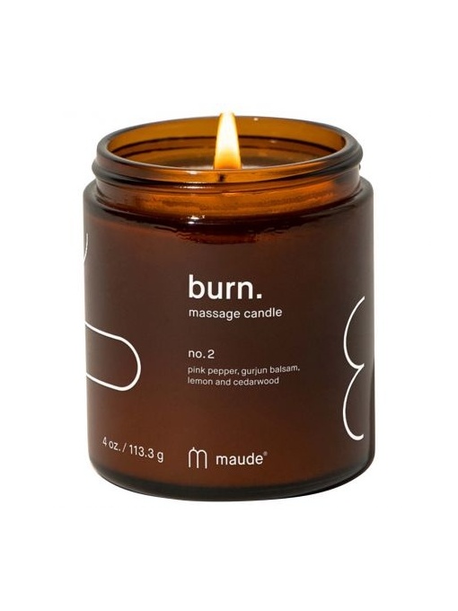 Lumanare pentru masaj cu piper roz si gurjun balsam Burn no.2, 113.3 g, Maude