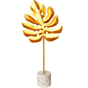 Decor Feng Shui – Frunză Palmă Aurie din Metal, 23 cm - Img 1