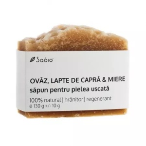 Sapun solid cu ovaz, lapte de capra si miere, 130g, Sabio - Img 1