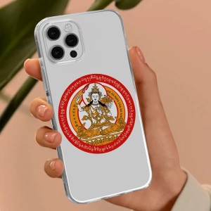 Sticker Feng Shui – Victorie Manjushri Buddha, roșu, 5 cm - Img 3