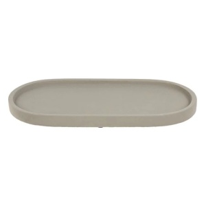 Suport decorativ oval din ciment gri, Decoristic Atelier, 35x18x2.5 cm - Img 1