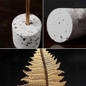 Decor Feng Shui – Frunză Ferigă Aurie din Metal, 23 cm - Img 2
