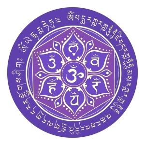 Sticker Feng Shui – Forța Vieții și Mandala, mov, 5 cm - Img 1