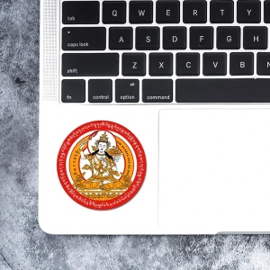 Sticker Feng Shui – Victorie Manjushri Buddha, roșu, 5 cm - Img 4
