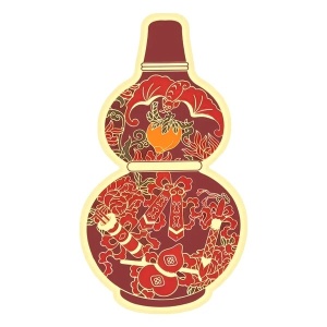 Sticker Feng Shui pentru Sănătate și Abundență – Tărtăcuța Wu Lou, roșu, 5 cm - Img 1